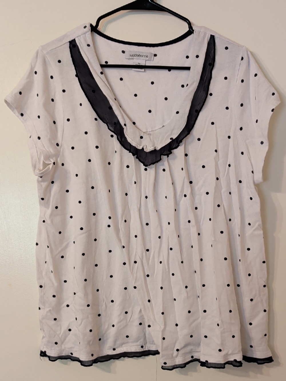 Women's Liz Claiborne Black/White Polka-Dot Pajama Set, Size XL